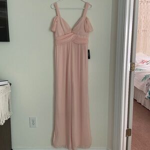 Women's Venus Soft Blush Pink Wide Leg Jumpsuit Size 12 Spring Formal Flow